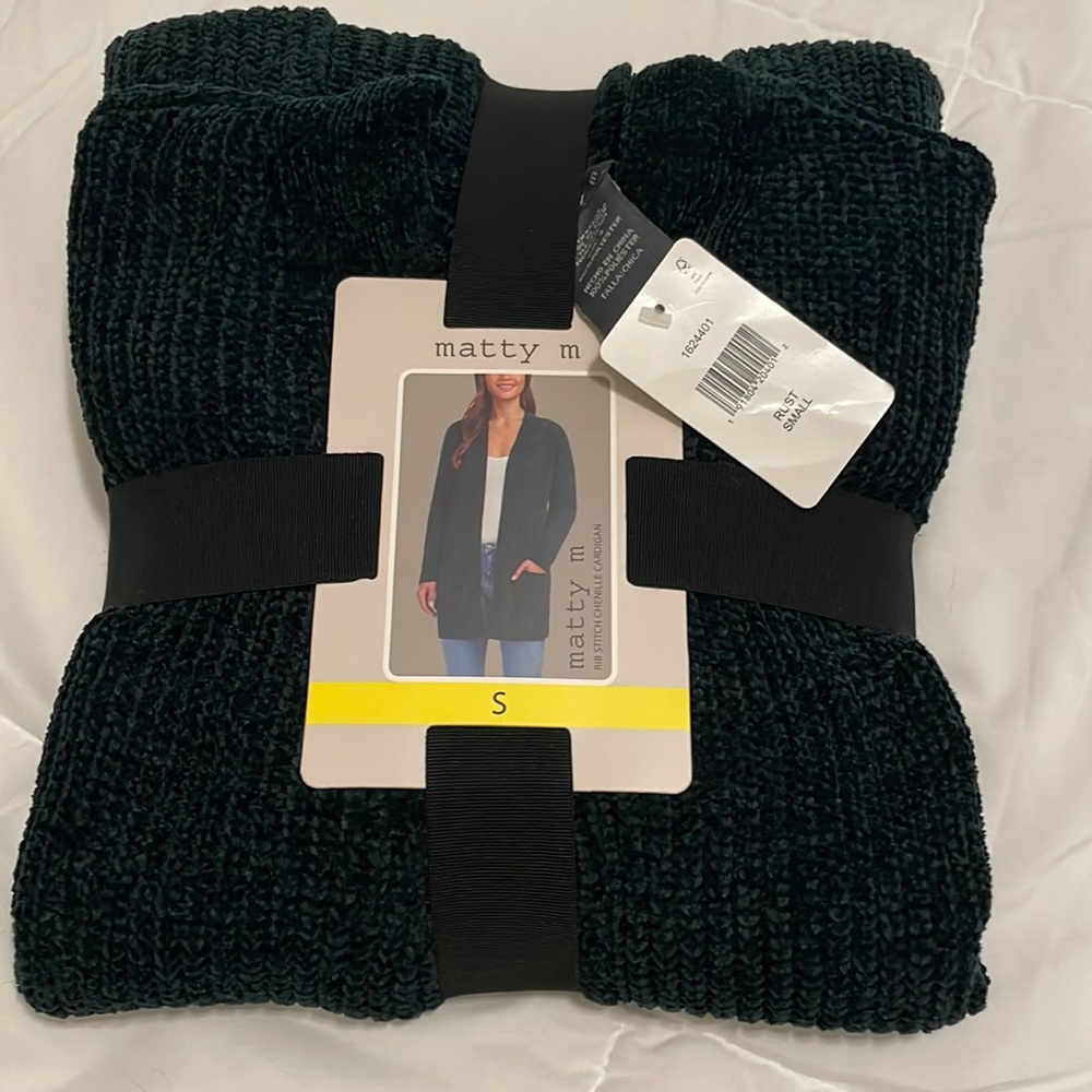 Matty M Sweater dark green size small cardigan